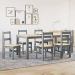 ZNTS 7 Piece Dining Set Panama Grey Solid Wood Pine 3345192