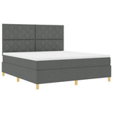 Box Spring Bed with Headboard Dark grey 180 x 200 cm Fabric 3339715