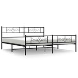Metal Bed Frame without Mattress with Footboard Black 193x203cm 355291