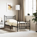 Metal Bed Frame without Mattress with Footboard Black 90x190cm 353547