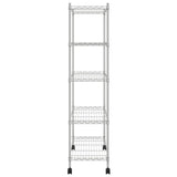 ZNTS 5-Tier Storage Shelf with Wheels 75x35x155 cm Chrome 250 kg 324629