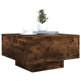 Coffee Table with LED Lights Smoked Oak 55x55x31 cm 836578