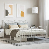 Metal Bed Frame without Mattress with Footboard White 140x190cm 353506