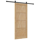 Sliding Door Natural and Black 83 x 202 cm Solid Pine Wood 3333168