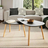 244732 Coffee Table Set 2 Pieces Solid Pinewood Black
