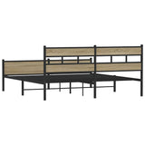 Metal Bed Frame without Mattress Sonoma Oak 180x200 cm Super King 3308504