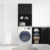 Washing Machine Cabinet Black Oak 64x24x190 cm Engineered Wood 859128