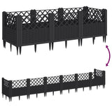 Garden Planter with Pegs Black 123.5x43.5x43.5 cm PP 368017