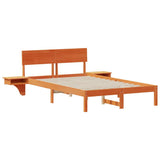 Bed Frame with Headboard Wax Brown 120 x 190 cm Solid Pine Wood 873459