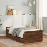 ZNTS Bed Frame with Drawers without Mattress Brown Oak 90x190 cm Single 3207384