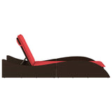 Sun Lounger with Cushion Brown 60x205x73 cm Poly Rattan 368285