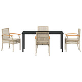 Garden Dining Set with Cushion 5 pcs Beige and Black Rattan 3380830
