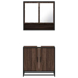 2 Piece Bathroom Furniture Set Brown Oak Engineered Wood 3300919