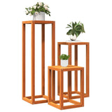Plant Stands 3 pcs Wax Brown Solid Wood Pine 844472