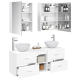 Bathroom Furniture Set 5 pcs White Engineered Wood and Glass 3406727