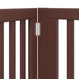 Dog Gate with Door Foldable 8 Panels Brown 640 cm Poplar Wood 3155694