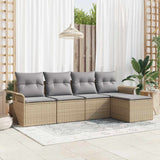 Outdoor Sofa with Cushion 5 pcs Beige Poly Rattan 3345320