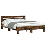 Bed Frame Smoked Oak Engineered wood & Plywood Double Bed Frame 3207550