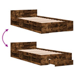 Bed Frame with Drawer without Mattress Smoked Oak 90x190 cm Single 3280787