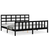 Bed Frame without Mattress Black 200x200 cm Solid Wood Pine 3192125