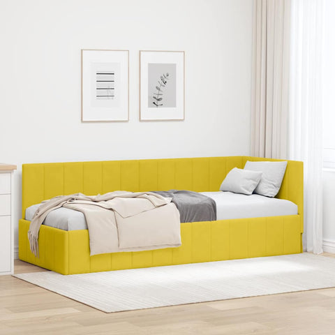 Corner Bed Frame with Headboard Yellow 80 x 200 cm Velvet 42016293