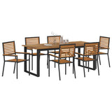 Garden Dining Set 7 pcs Black Solid Acacia Wood 3365466