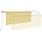 ZNTS Manual Retractable Awning with Blind&LED 3.5x2.5m Yellow&White 3069403