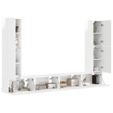 TV Cabinet Set 8 pcs High Gloss White Engineered Wood 3409136