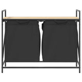 Laundry Basket 2 Compartments with Shelf Sonoma Oak 859076