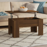 ZNTS Coffee Table Brown Oak 79x49x41 cm Engineered Wood 819283