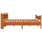 Bed Frame with Headboard Wax Brown 200x200 cm Solid Wood Pine 3307034