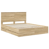 Bed Frame with Drawer Sonoma Oak 160 x 200 cm Engineer Wood 3411098