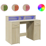Desk with LED Lights Sonoma Oak 120x55x91 cm Engineered Wood 3309413