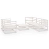 6 Piece Garden Lounge Set White Solid Wood Pine 3075330