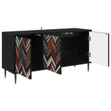 TV Cabinet OMMEN 102 x 33 x 51 cm Black Oak Engineered Wood 8007099