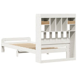 ZNTS Bookcase Bed without Mattress White 75x190 cm Small Single Solid Wood Pine 3308907
