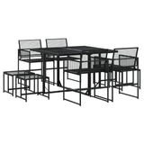 9 Piece Garden Dining Set Black Poly Rattan 3295053