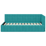 Corner Bed Frame with Headboard Turquoise 90 x 200 cm Velvet 42016396