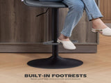 Set of Two Modern Faux Leather Bar Stools - Dark Grey T3398P423891