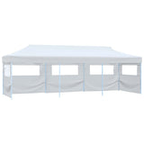 Folding Pop-up Party Tent with 5 Sidewalls 3x9 m White 48873