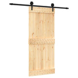 Sliding Door Natural and Black 90 x 210 cm Solid Pine Wood 3445155