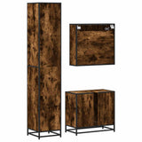 3 Piece Bathroom Furniture Set Smoked Oak Engineered Wood 3301087