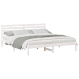 Bed Frame with Headboard White 180 x 200 cm Solid Pine Wood 872279