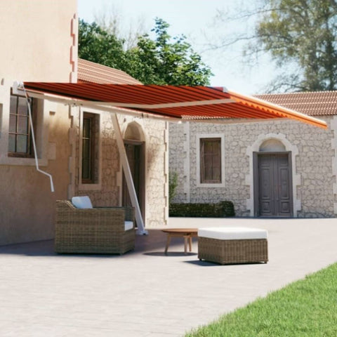 Freestanding Manual Retractable Awning 600x300 cm Orange/Brown 3069600