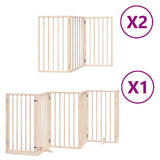 Dog Gate with Door Foldable 12 Panels 600 cm Poplar Wood 3155533