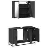 ZNTS 2 Piece Bathroom Furniture Set Black Engineered Wood 3300890