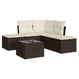 6 Piece Garden Sofa Set with Cushions Brown Poly Rattan 3217733