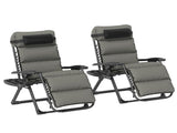 Set of Two Reclining Sun Loungers, with Cushion - Grey T3398P314197