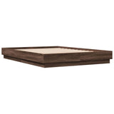 Bed Frame with LED without Mattress Brown Oak 150x200 cm King Size 3209792
