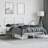 Bed Frame White Powder-Coated Steel Double Bed Frame 352625